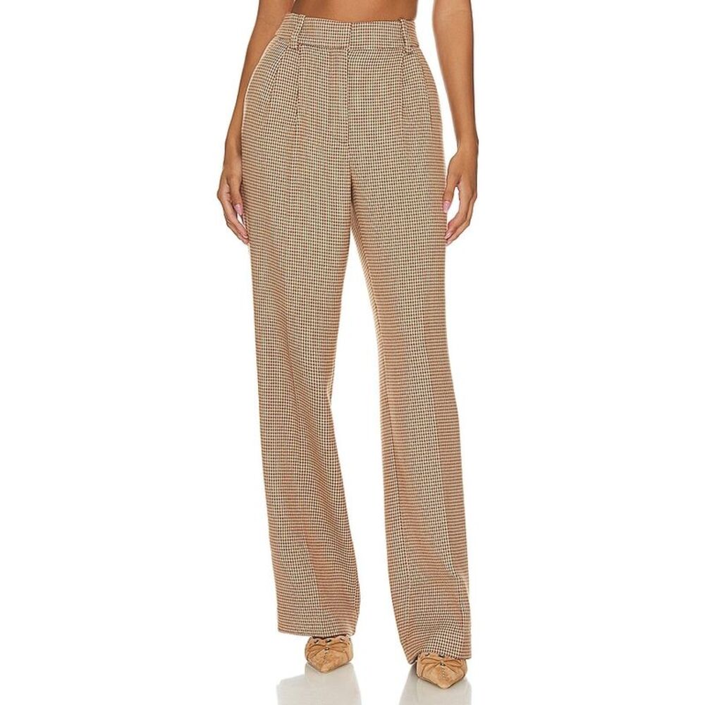 PETITE Favorite Daughter Tan Houndstooth Wide Leg Pants